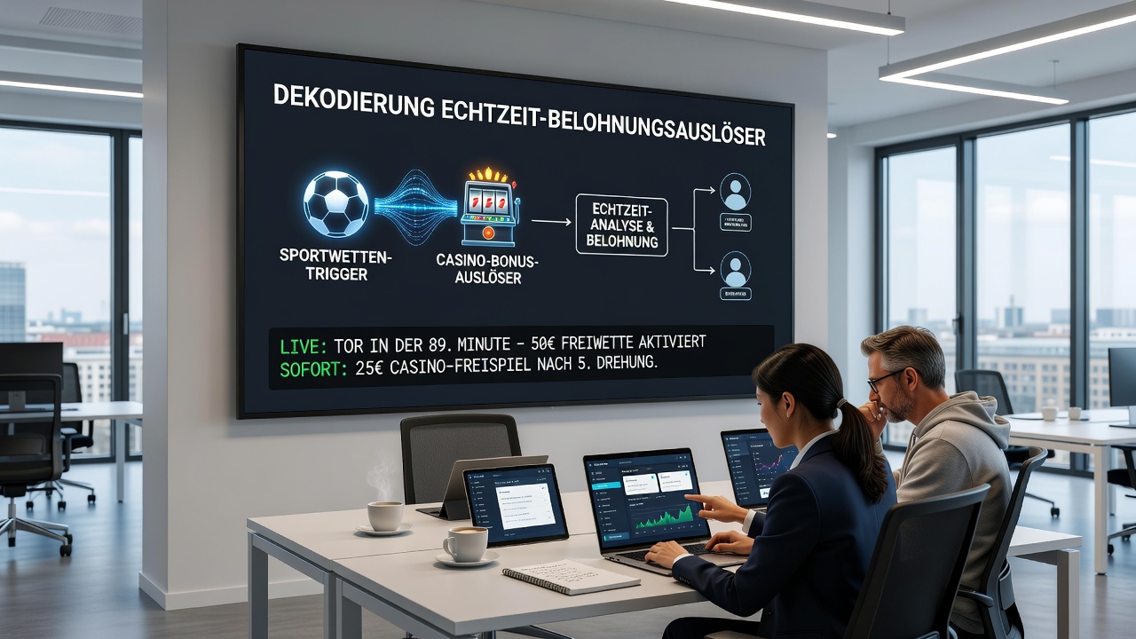 Beispielhafter Ablauf von Echtzeit-Triggern während eines Live-Fußballspiels kombiniert mit Casino-Cashback