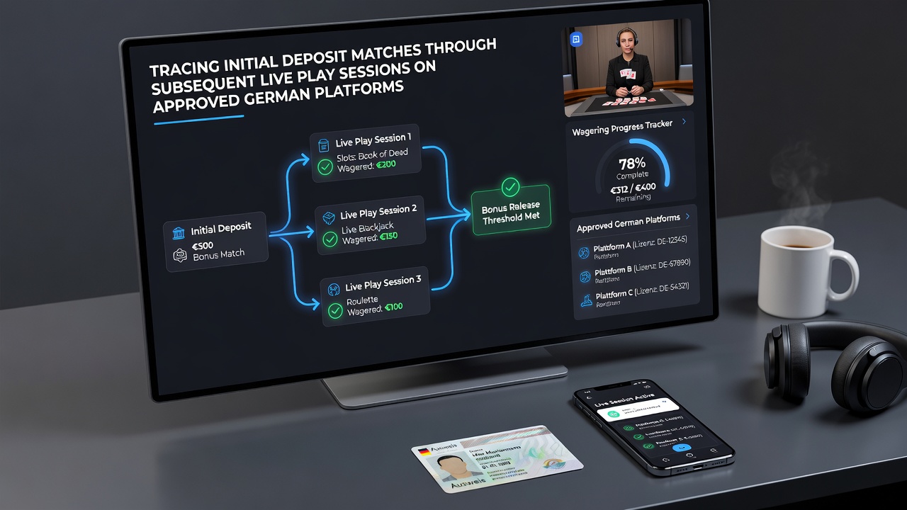 Beispielhafte Ansicht einer Live-Session mit Bonusnachverfolgung auf einer deutschen Wettplattform